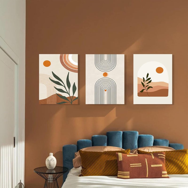 KBKBART مجموعة فن الجدران بوهو من 3 قطع - لوحات قماش مؤطرة - Image 5