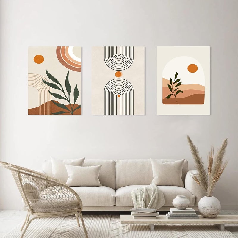 KBKBART مجموعة فن الجدران بوهو من 3 قطع - لوحات قماش مؤطرة - Image 3