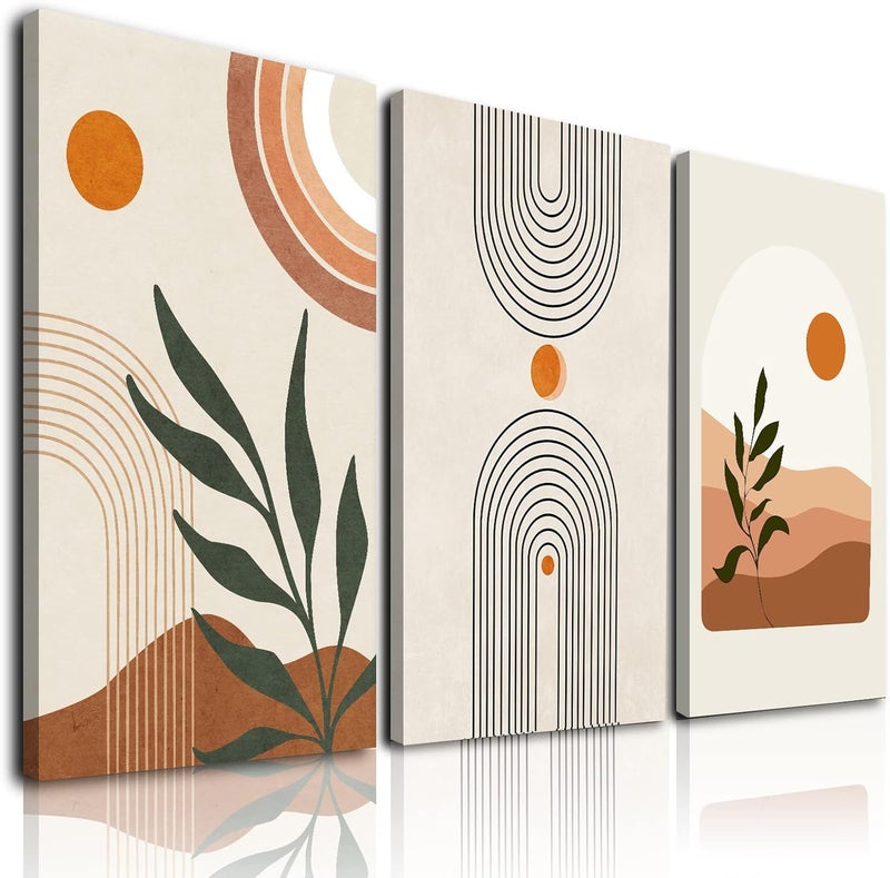 KBKBART مجموعة فن الجدران بوهو من 3 قطع - لوحات قماش مؤطرة - Image 1