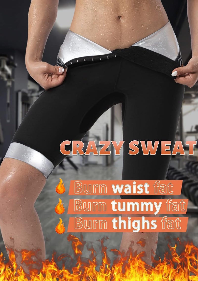 QZSH Sauna Pants Women Sweat Capris Slimming Leggings,Mesh Crotch,High Waist Workout Body Shaper Suits - Image 2