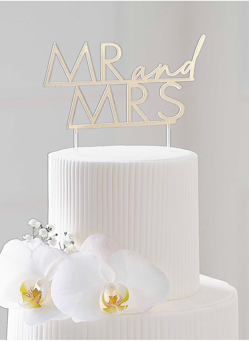 Ginger Ray Mr & Mrs Acrylic Gold Cake Topper - Image 1