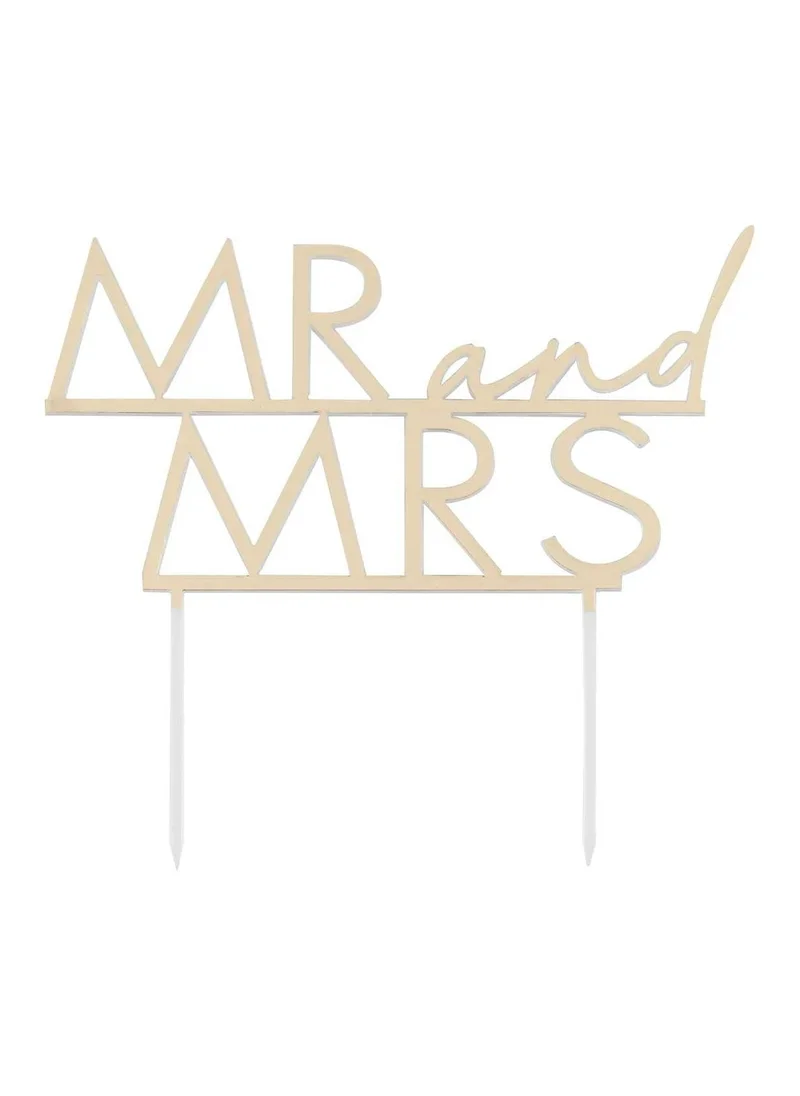 جينجر راي Mr & Mrs Acrylic Gold Cake Topper