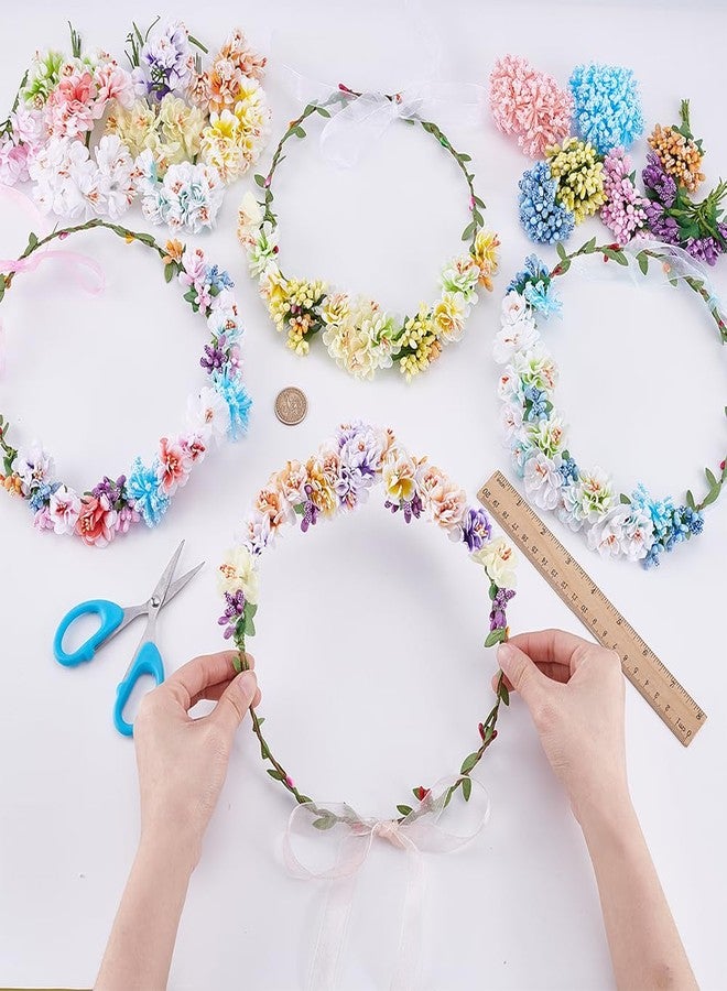ACRNIGHEET Make Your Own Flower Crown Crafting Kit, Plum Blossom Series Flower Crown Kit, Can Make 16 Sets Wreath Headband and Bracelet Craft Kit, DIY Floral Crown Creative Gifts for Princess - Image 5