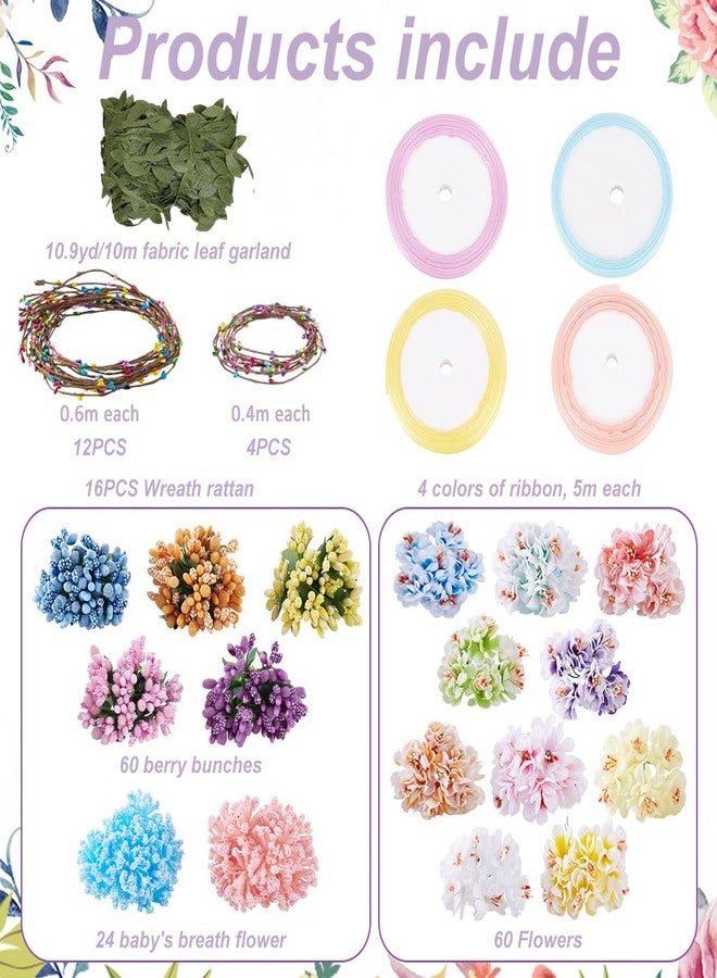 ACRNIGHEET Make Your Own Flower Crown Crafting Kit, Plum Blossom Series Flower Crown Kit, Can Make 16 Sets Wreath Headband and Bracelet Craft Kit, DIY Floral Crown Creative Gifts for Princess - Image 2