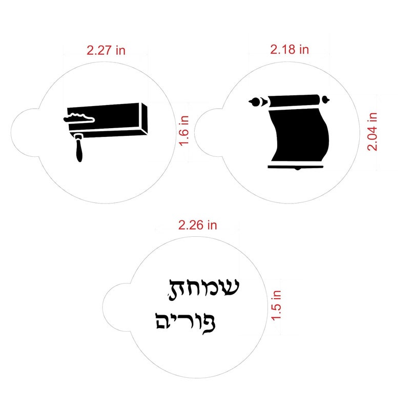 Designer Stencils C204 Three Purim Symbols Cookie Stencils Meglliah Happy Purim Hebrew Gragger Beigesemitransparent - Image 5
