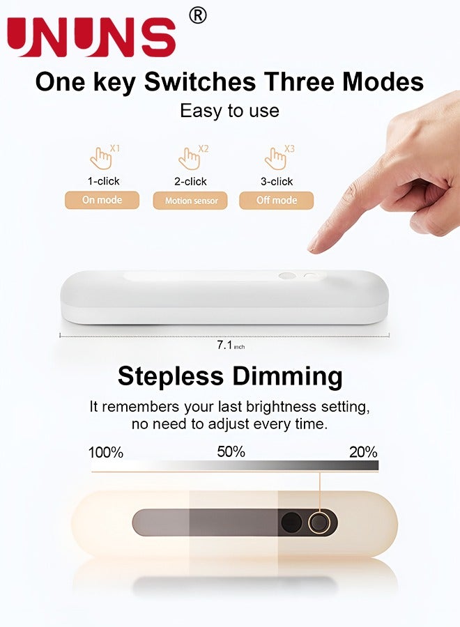 يو إن يو إن أس ضوء خزانة LED، مجموعة من 2 مصباح خزانة مستشعر للحركة، قابل لإعادة الشحن عبر USB، قابل للتعتيم، ضوء ليلي مغناطيسي للمطبخ، المدخل، خزانة الملابس، الخزانة - Image 3