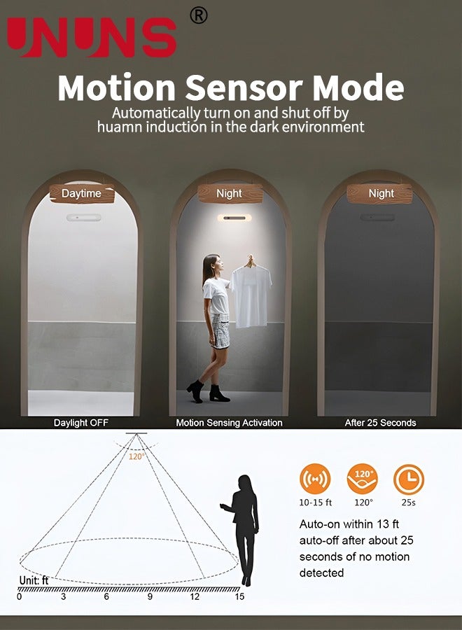 يو إن يو إن أس ضوء خزانة LED، مجموعة من 2 مصباح خزانة مستشعر للحركة، قابل لإعادة الشحن عبر USB، قابل للتعتيم، ضوء ليلي مغناطيسي للمطبخ، المدخل، خزانة الملابس، الخزانة - Image 4