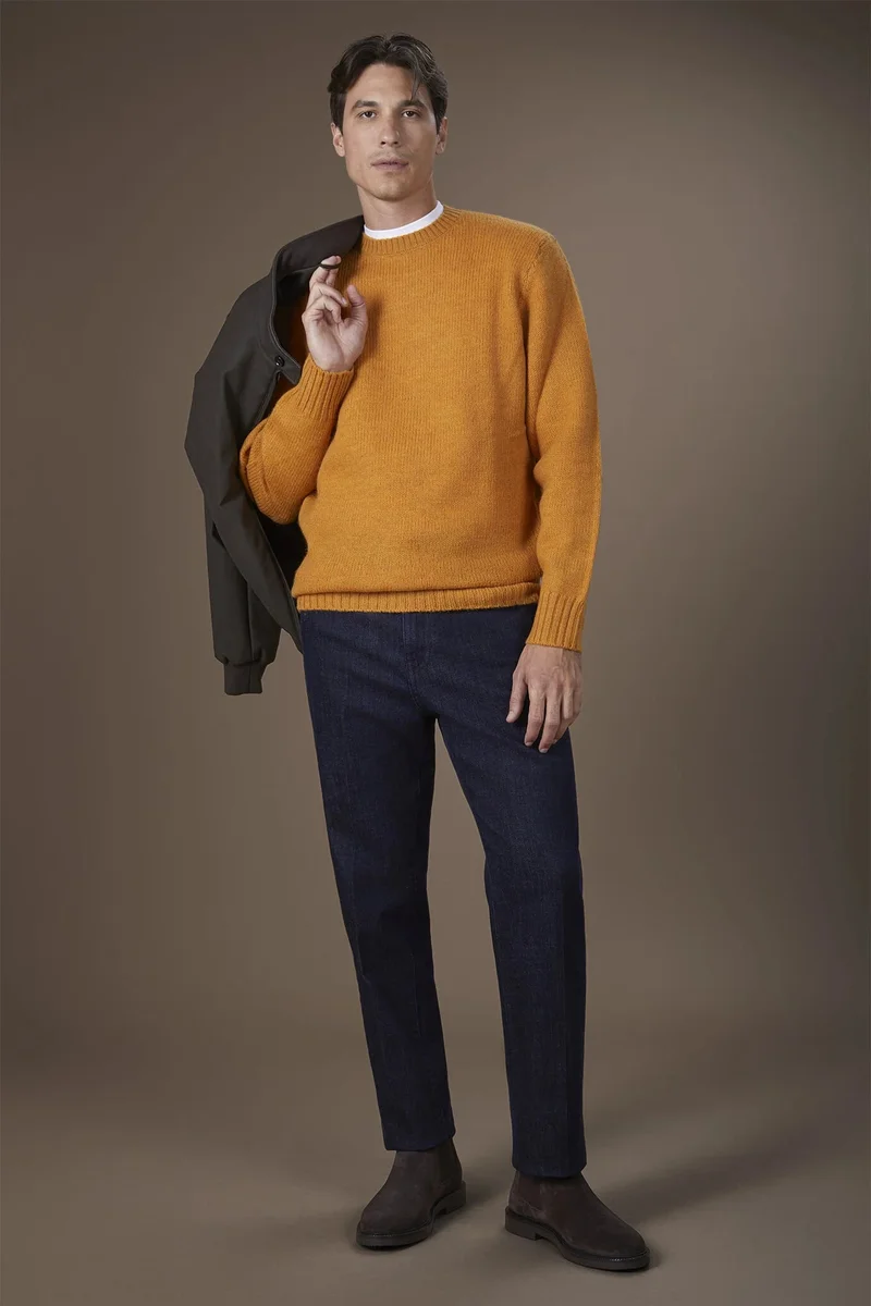 دوبل غانغر Men's crew neck jumper - Ochre Yellow