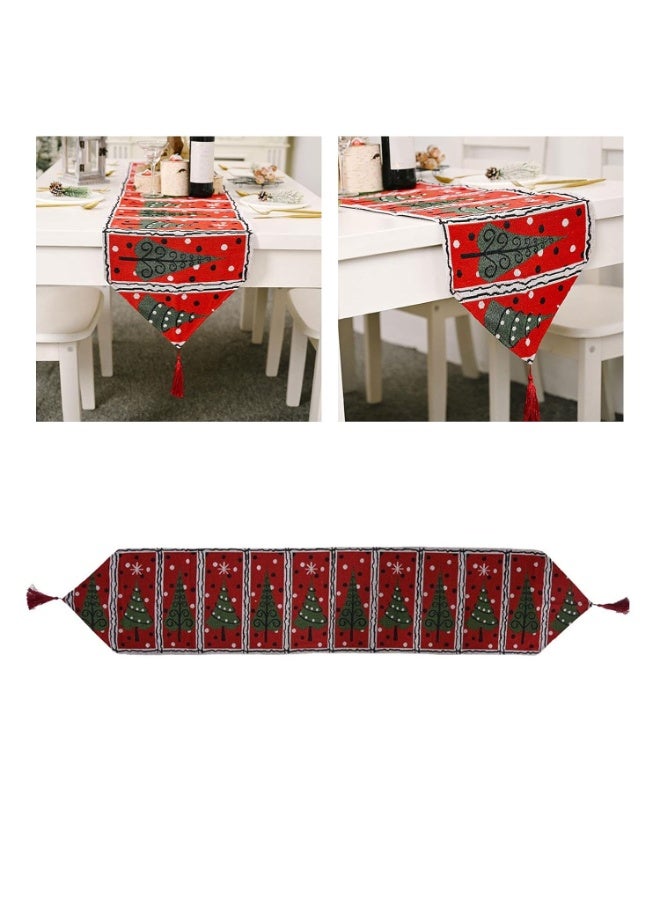 اليسا مفرش طاولة عيد الميلاد 180×35 سم - ديكور طاولة احتفالي للعطلات، مزيج من الكتان الأحمر والأبيض، مفرش طاولة طعام قابل للغسل لديكور عيد الميلاد وقطع المركزية - Image 1
