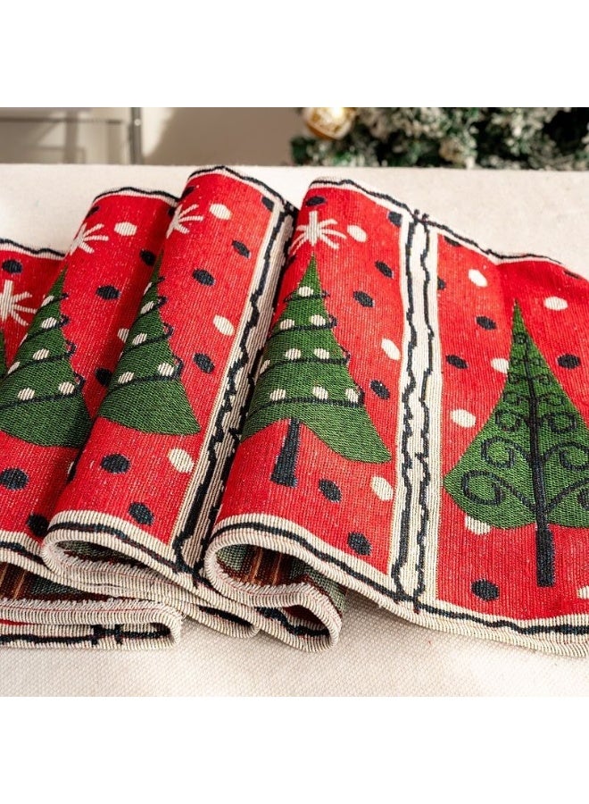 اليسا مفرش طاولة عيد الميلاد 180×35 سم - ديكور طاولة احتفالي للعطلات، مزيج من الكتان الأحمر والأبيض، مفرش طاولة طعام قابل للغسل لديكور عيد الميلاد وقطع المركزية - Image 4