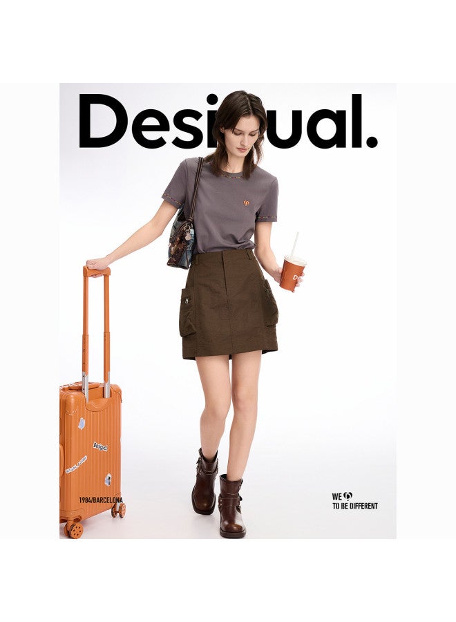 DESIGUAL ss25 وصول جديد - تنورة بحزام مطرز مع جيوب ثلاثية الأبعاد مزدوجة - Image 2