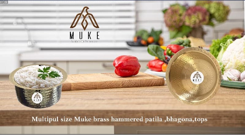MUKE® Brass Hammered Patila, Brass Tope, Brass Cookware, Patila, Round Heavy Bottom Tapeli, Bhagona (4.5 Liter) - Image 5
