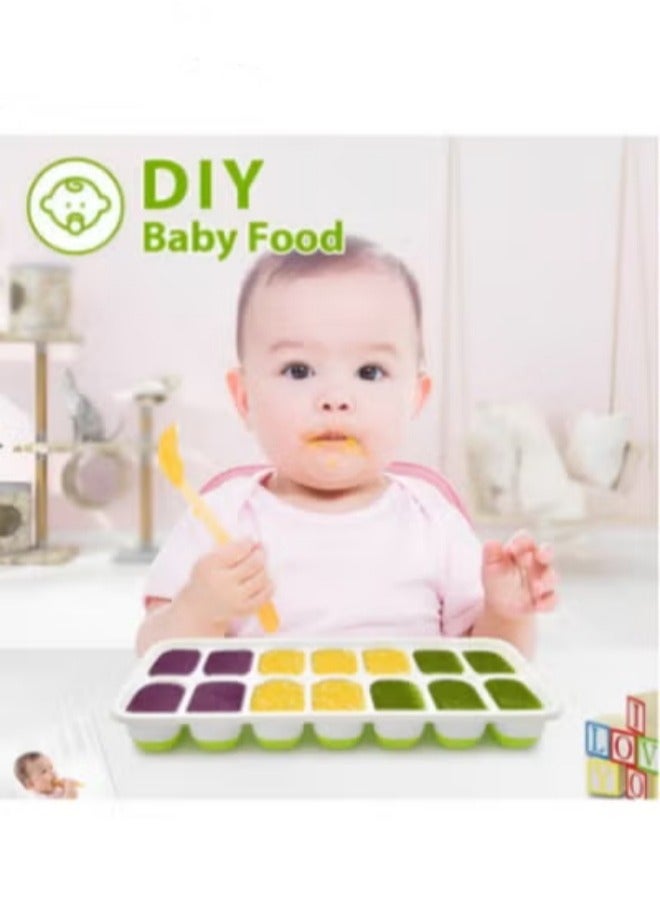 Ice Cube Tray Easy-Release & Flexible 14-Ice Trays with Spill-Resistant Removable Lid Plastic Silicone Ice Cube Trays for Cocktail, Baby Food, Coffee, BPA Free, Durable and Dishwasher Safe - Image 4