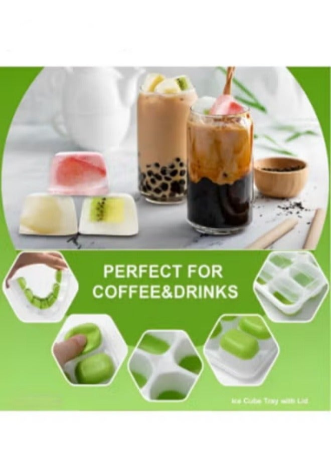 Ice Cube Tray Easy-Release & Flexible 14-Ice Trays with Spill-Resistant Removable Lid Plastic Silicone Ice Cube Trays for Cocktail, Baby Food, Coffee, BPA Free, Durable and Dishwasher Safe - Image 3