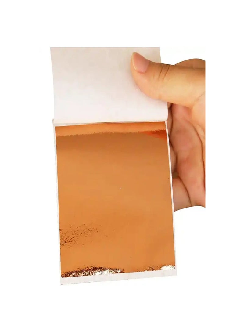 Smart 50pcs Resin Metallic Rose Gold Leaf Sheet Paper for Nails Decoration Craft Art - Image 1