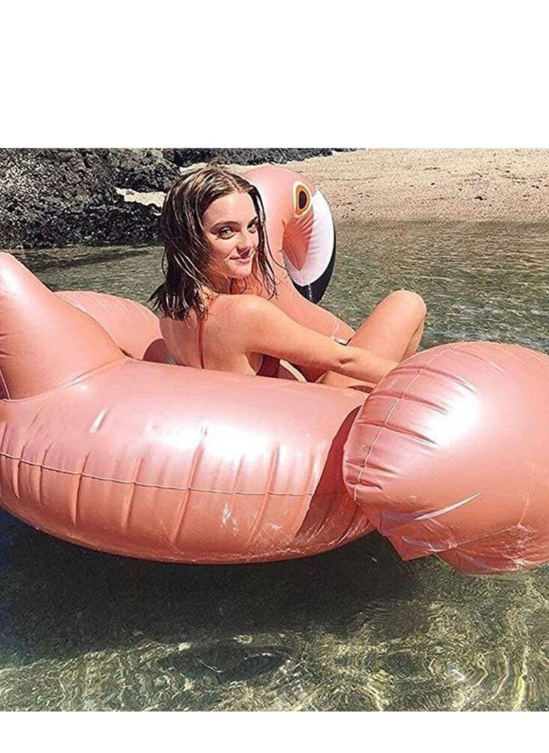 Generic - Giant Flamingo Inflatable Pool Float, Summer Swimming Party Seat Lounge Floaty Raft for Kids Adults, 59'' / 150cm Rose Gold Water Toys - Image 1