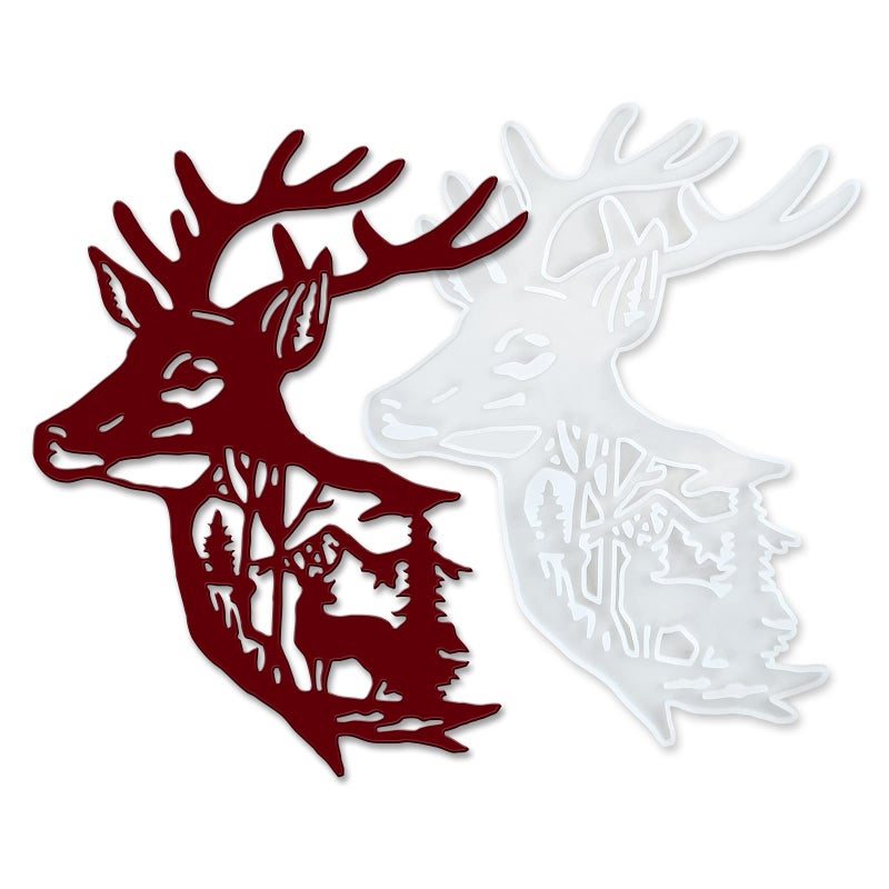 MUFUN Deer Wall Hanging Resin Silicone Mold, Deer Antlers Epoxy Casting Mold for Wall Decor, DIY Christmas Elk Door Art Home Party Unique Decoration - Image 1