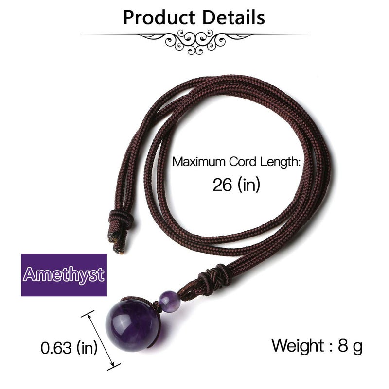 Jovivi 3pcs Healing Crystals Necklace Natural Tiger Eye Amethyst Lucky Blessing Protection Chakra Beads Stone Pendant for Women Men Adjustable - Image 5