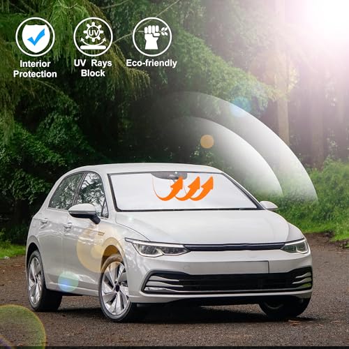 LHFLIVE Windshield SunSshade Compatible with 2015-2021 Volkswagen Golf GTI e-Golf VW Golf R 4 Door Hatchback Accessories Sunshade Sun Visor Protector Keeps Car Cool - Image 5