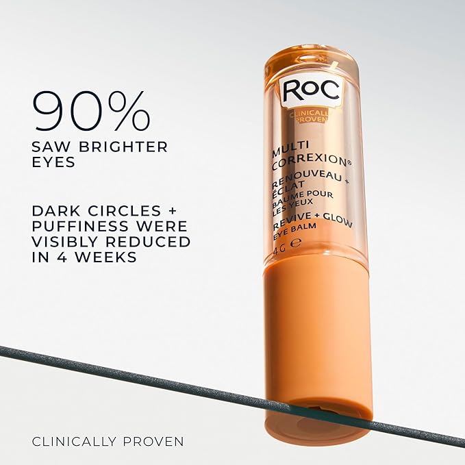 RoC Multi Correxion Revive Glow Eye Balm Vitamin C Peptide Formula Dark Circle Reduction Touchless Application Eye Cream 4g - Image 4