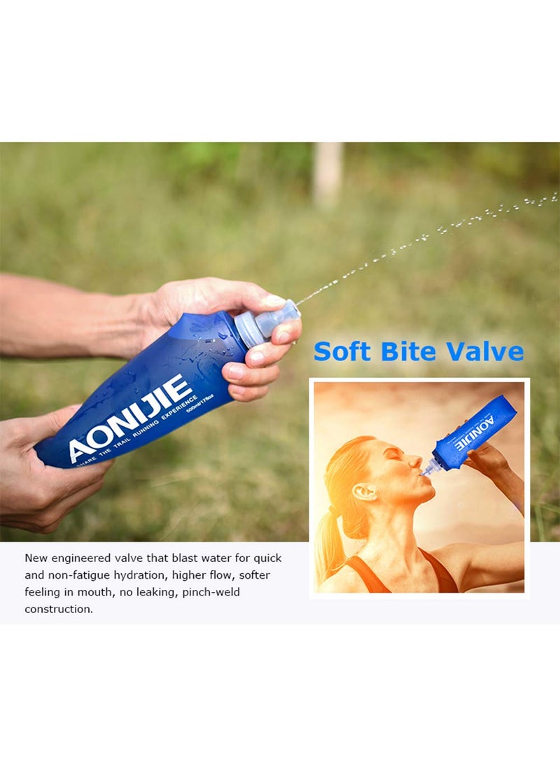AONIJIE AONIJIE 2 Pack Soft Water Bottle  TPU Collapsible Flask Foldable Bottles for Hydration Pack  BPA-Free  for Running Hiking Cycling Climbing (2 Pcs - 500ml)  - Image 3