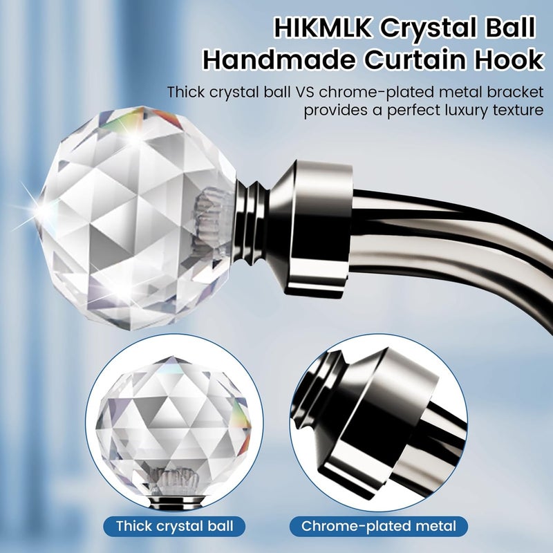 HIKMLK حاملات ستائر كريستالية معدنية، قطعتان، خطافات تثبيت ستائر زخرفية للحائط، حاملات جانبية شديدة التحمل، ملحقات تثبيت الستائر - Image 3