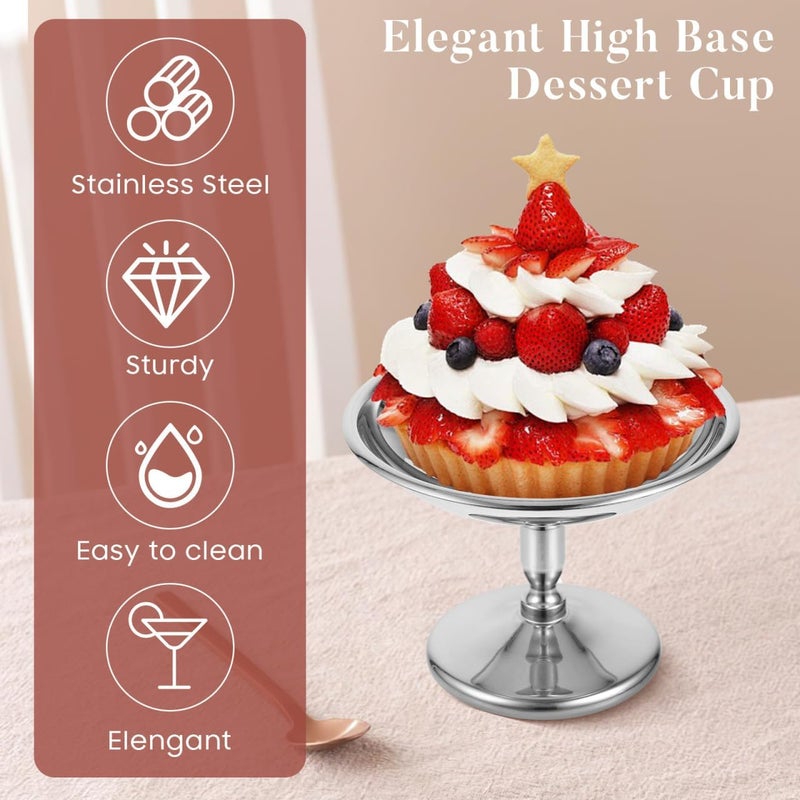 Cabilock Mini Dessert Bowls Small Ice Cream Cups High Base Dessert Cup Stainless Steel Footed Sundae Glasses Metal Dessert Plate Holder Party Favors for Candy Jelly Nuts Fruit Pudding - Image 3