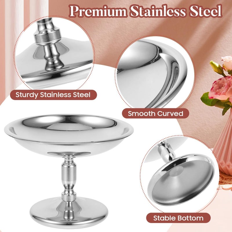 Cabilock Mini Dessert Bowls Small Ice Cream Cups High Base Dessert Cup Stainless Steel Footed Sundae Glasses Metal Dessert Plate Holder Party Favors for Candy Jelly Nuts Fruit Pudding - Image 5