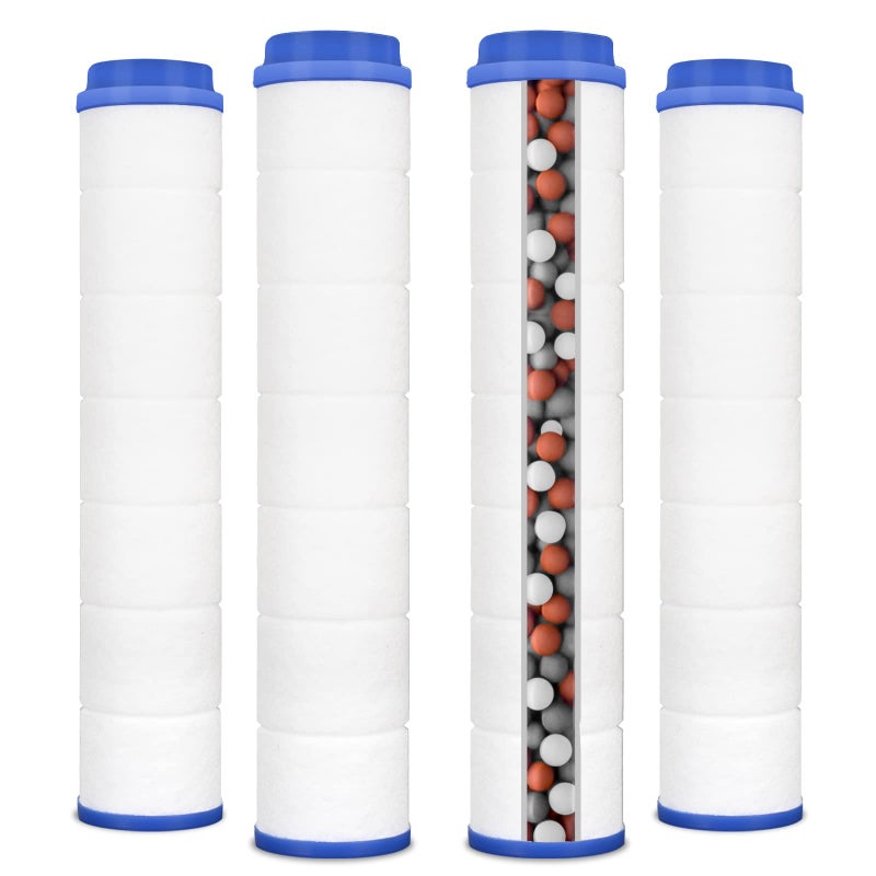 Luxsego Shower Head Filters for Skin Care Shower Head, 4 PCS PP-Cotton Filter Cartridge with Replacement Mineral Filter Beads(1oz), Ideal for Hydro Jet Filtered Showerhead Purify Hard Water - Image 1