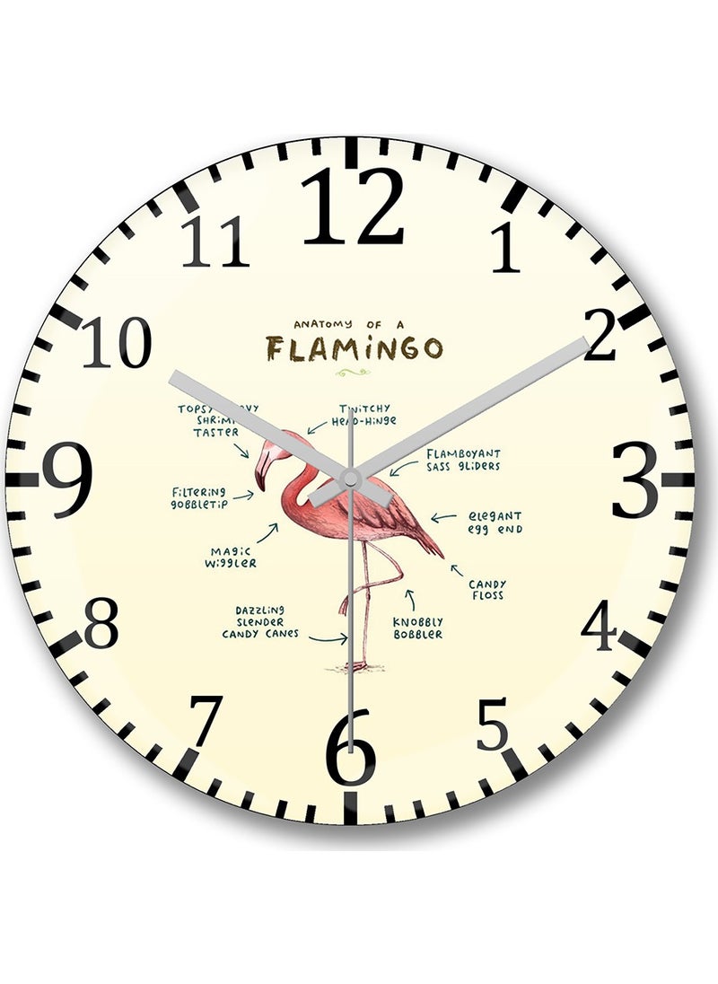 Baskı Dükkanı Print Shop A Flamingo Anatomy Wall Clock Curved Real Glass 