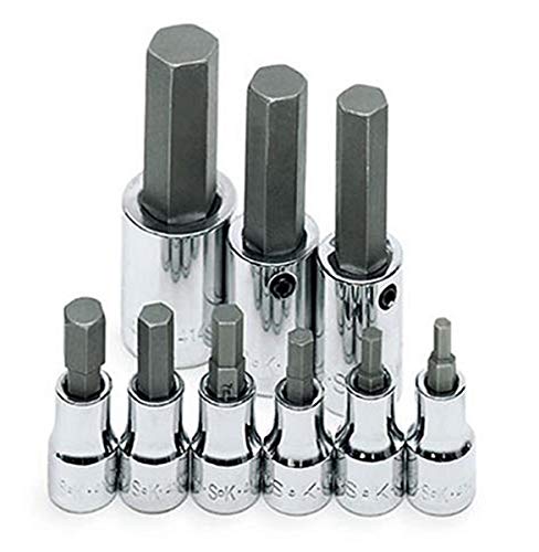 SK Tools USA 38 12 Drive 9 Piece Standard Metric Chrome Hex Bit Socket Set 4MM 17MM 19734
