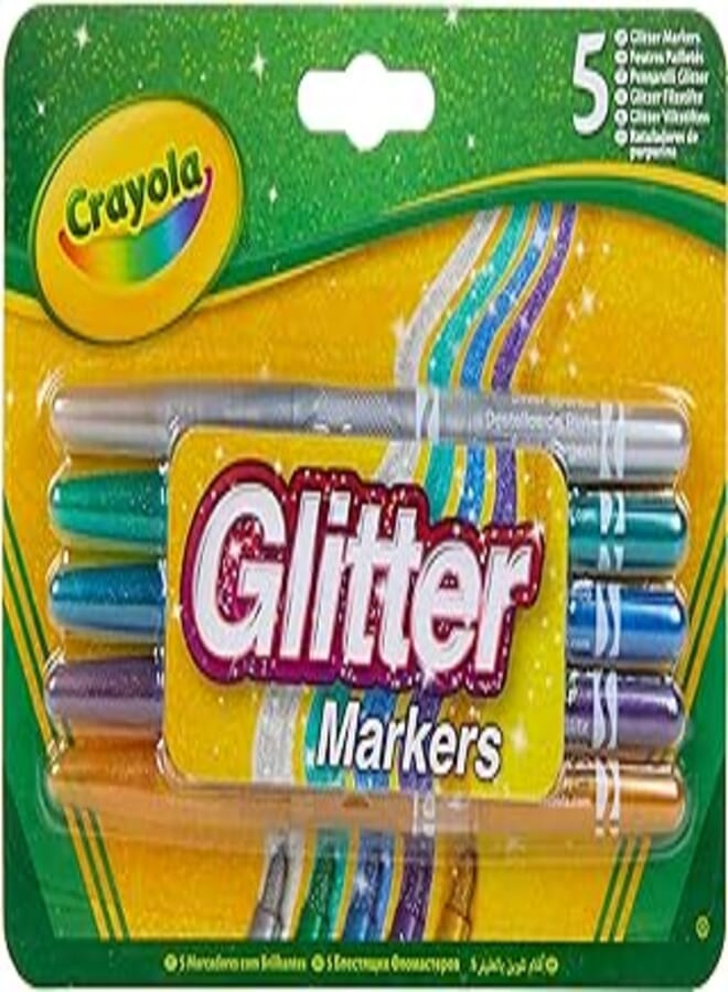 Crayola 5Ct Glitter Markers, For Kids