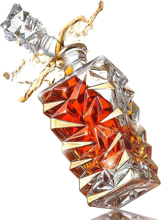 Vilon 850 ml Crystal Whiskey Decanter with Glass Stopper - Premium Spirit Decanter for Whisky, Scotch, Rum, Bourbon - Image 2