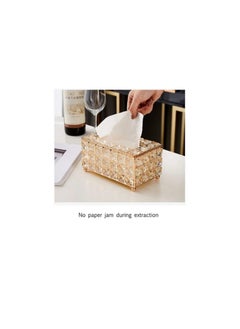 Generic Crystal Tissue Box with Faux Paper Holder for Home Decor Clear/Gold 19 x 11 x 10cm  - Image 5