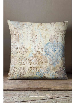 Cango Home Velvet Babyface Brown Blue Ethnic Patterned Decorative Throw Pillow Pillow Case - CGH342  - Image 1