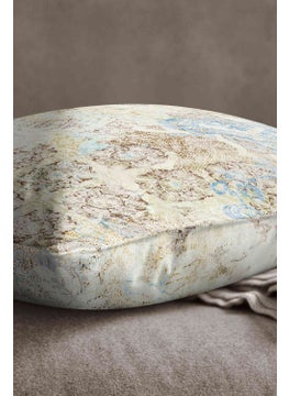 Cango Home Velvet Babyface Brown Blue Ethnic Patterned Decorative Throw Pillow Pillow Case - CGH342  - Image 2