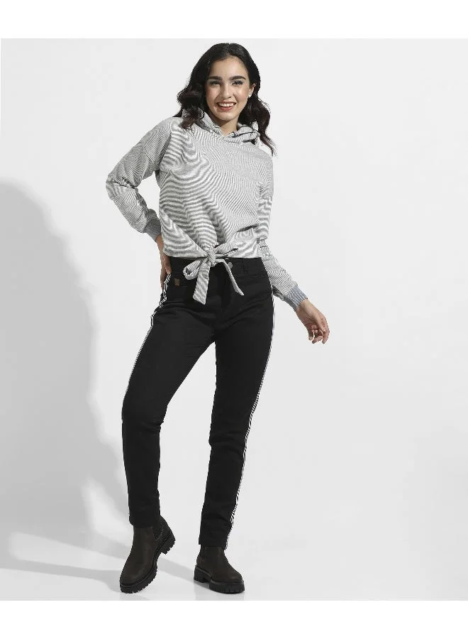 Pinacolada  Women's Light Grey Pullover Hoodie With Tie-Up Waist for Women | Best Price UAE