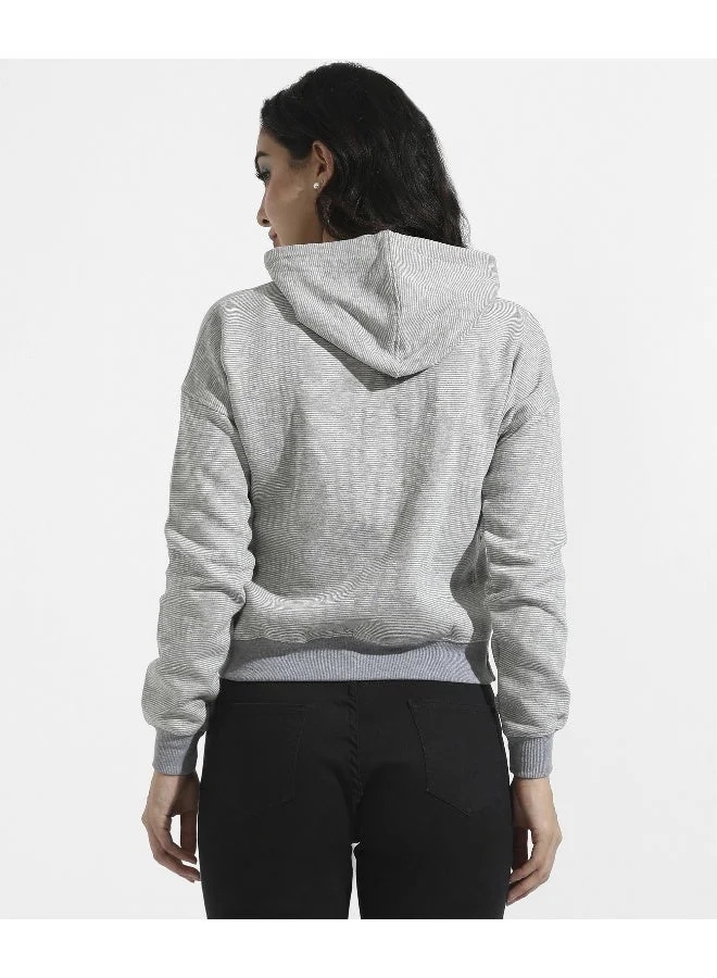 Pinacolada  Women's Light Grey Pullover Hoodie With Tie-Up Waist for Women | Best Price UAE