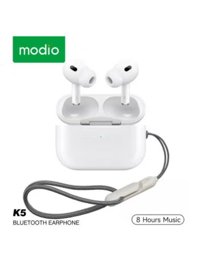 موديو Modio K5 Wireless Earbuds - Bluetooth 5.3 Headphones with Active Noise Cancellation, Adaptive Audio, Personalized Spatial Audio, Touch Controls, USB-C & Wireless Charging, Ergonomic Design - Image 3
