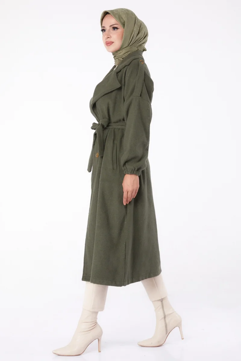 Tofisa Plain Double Breasted Women's Khaki Cashmere Coat - 13288