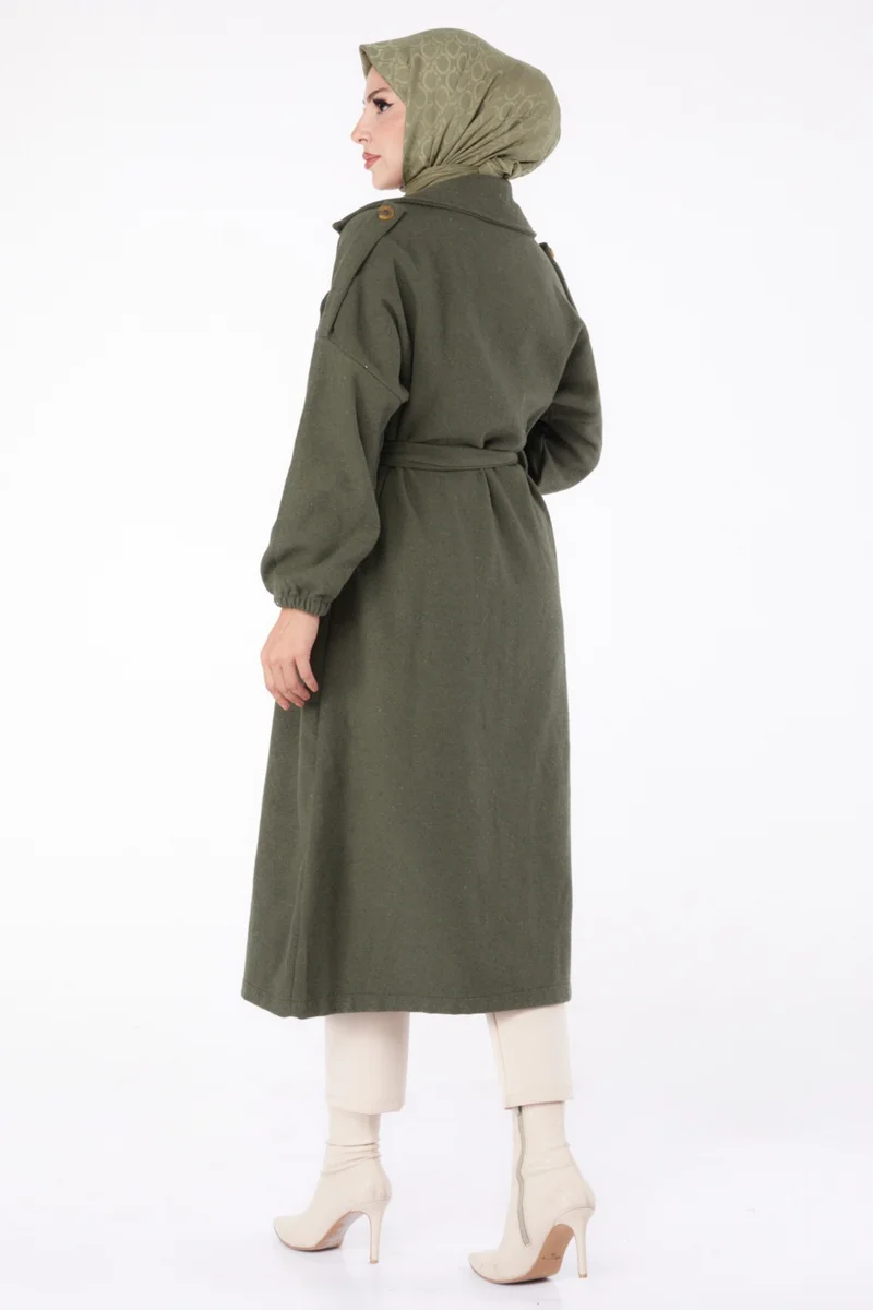 Tofisa Plain Double Breasted Women's Khaki Cashmere Coat - 13288