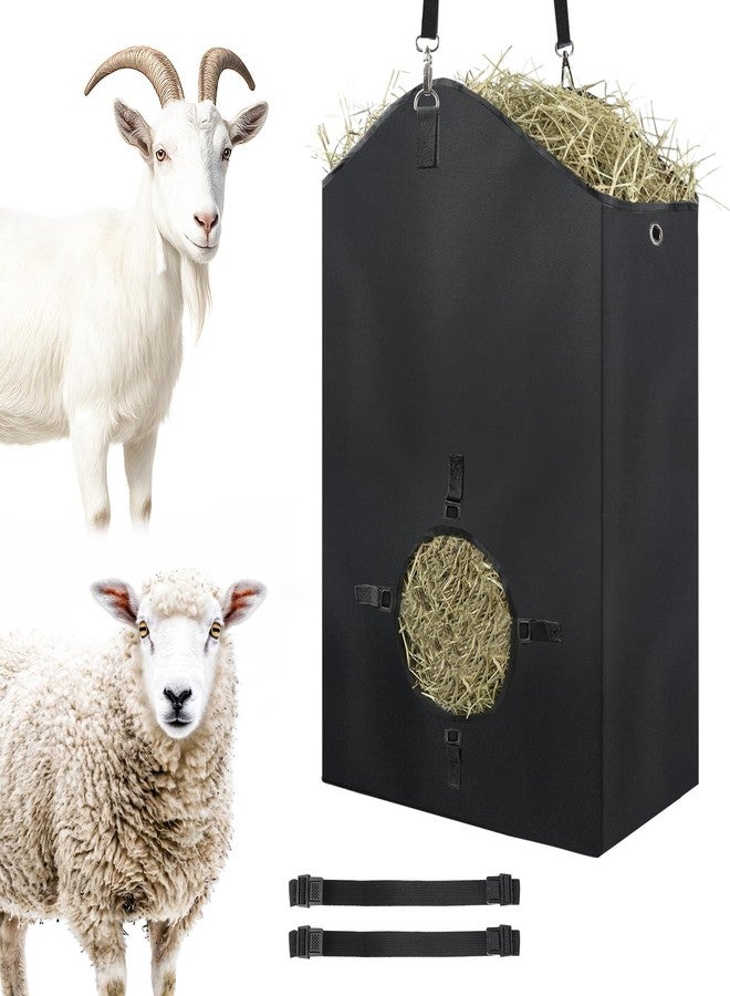 NVAAV Hay Bag Hanging Goat Feeder, 27.5" x 17.5" x 9.8", Plastic Release Buckle and Adjustable Strap, 800D Oxford Cloth Slow Feeder for Sheeps, Small Horses - Adjustable Hanging & Waterproof Lining - Image 1