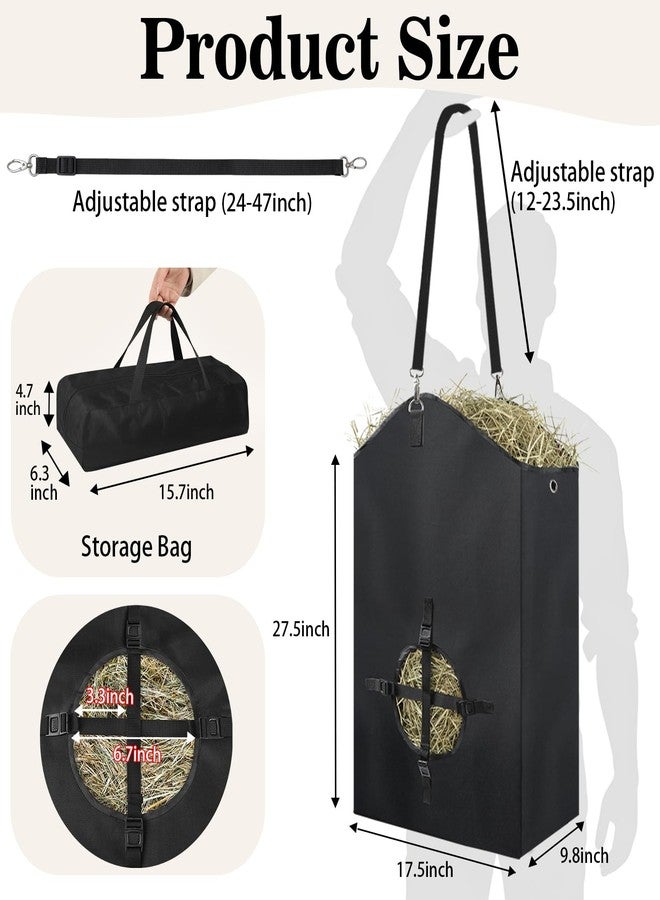 NVAAV Hay Bag Hanging Goat Feeder, 27.5" x 17.5" x 9.8", Plastic Release Buckle and Adjustable Strap, 800D Oxford Cloth Slow Feeder for Sheeps, Small Horses - Adjustable Hanging & Waterproof Lining - Image 2