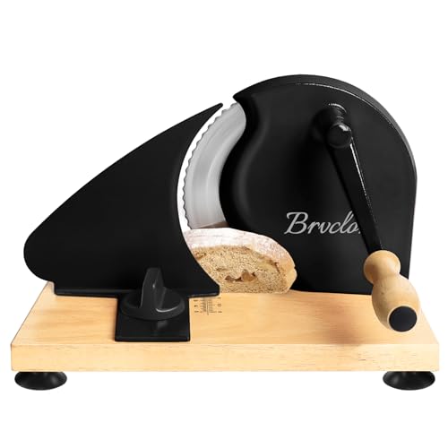 Brvclon Manual Bread Slicer for Homemade Sourdough Bread, Adjustable Thickness, Evenly Slicing, Hand Crank Bread Slicer with Scale Line and Suction Cup, Sharp Blade, Suitable for Crusty Bread - Image 1