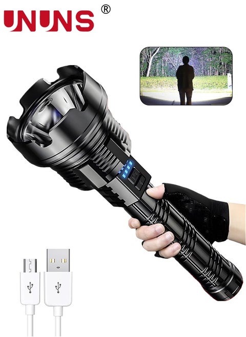 USB Rechargeable Led Flashlight, 50000 Lumens Super Bright High Lumens, 3 Modes, IPX6 Waterproof, Tactical Flash Light