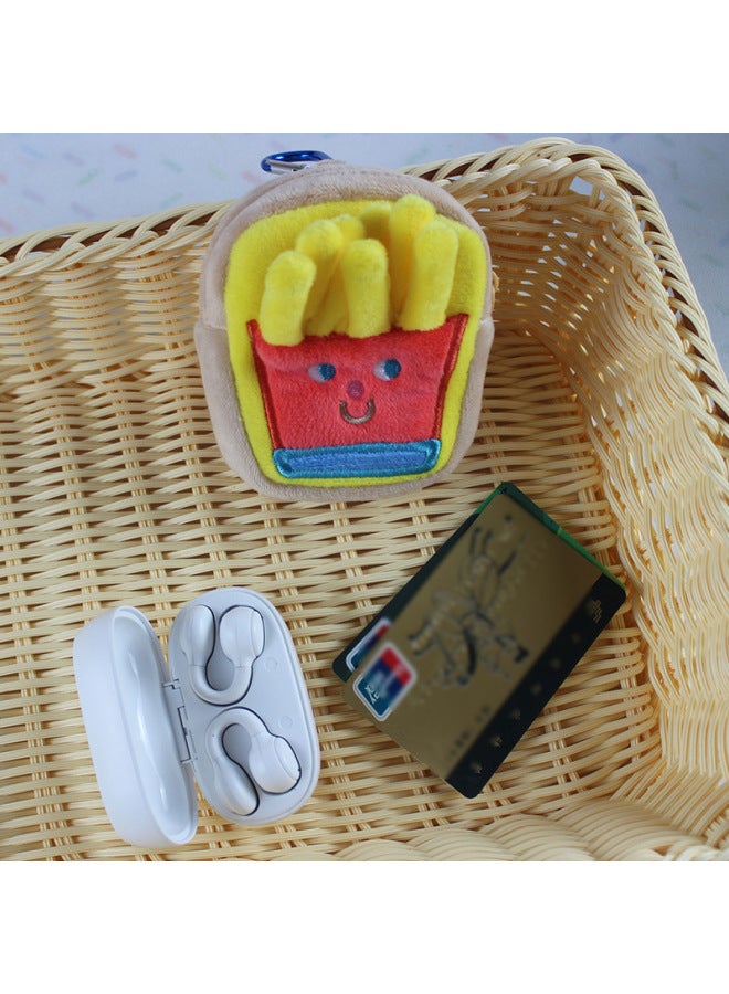 Food World Hamburger Fries Earphone Bag Cute Breakfast Wallet Creative Cartoon Plush Data Cable Coin Purse-Color:Three-dimensional Light Brown Burger-Dimensions:Consulting Customer Service - Image 3