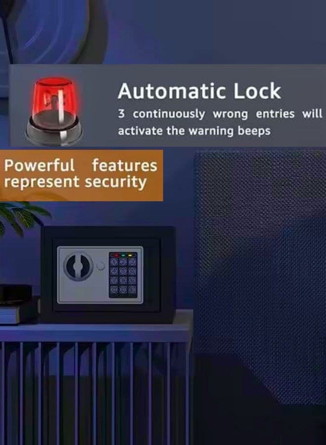 Mini Safe Box For Home Security, Electronic Money Box with Digital Keypad and Keys, Small Safe Lock Box Steel Constructed, 4.6L, Safe for Money Jewelry Document - Image 3