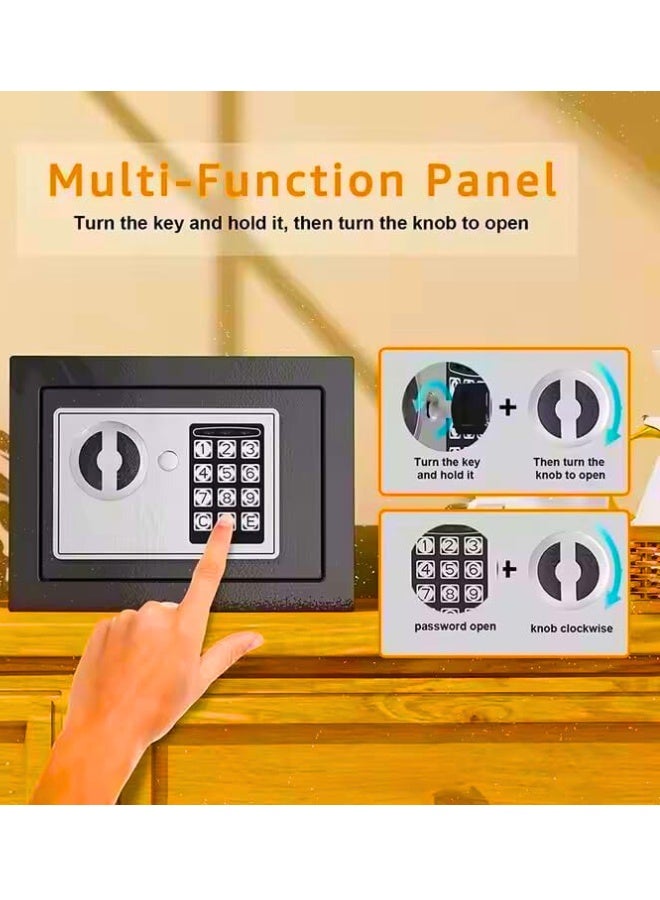 Mini Safe Box For Home Security, Electronic Money Box with Digital Keypad and Keys, Small Safe Lock Box Steel Constructed, 4.6L, Safe for Money Jewelry Document - Image 2