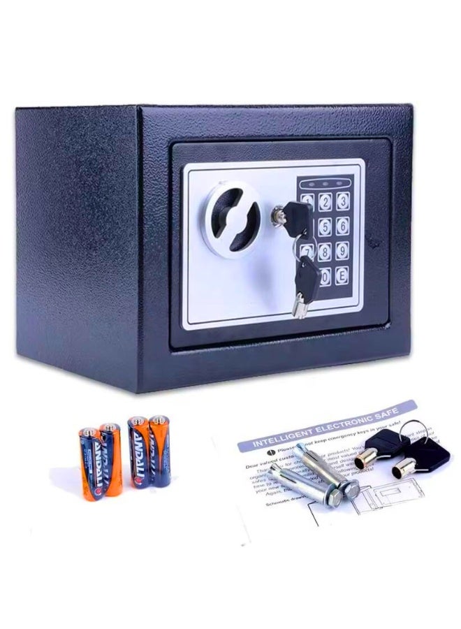 Mini Safe Box For Home Security, Electronic Money Box with Digital Keypad and Keys, Small Safe Lock Box Steel Constructed, 4.6L, Safe for Money Jewelry Document - Image 1