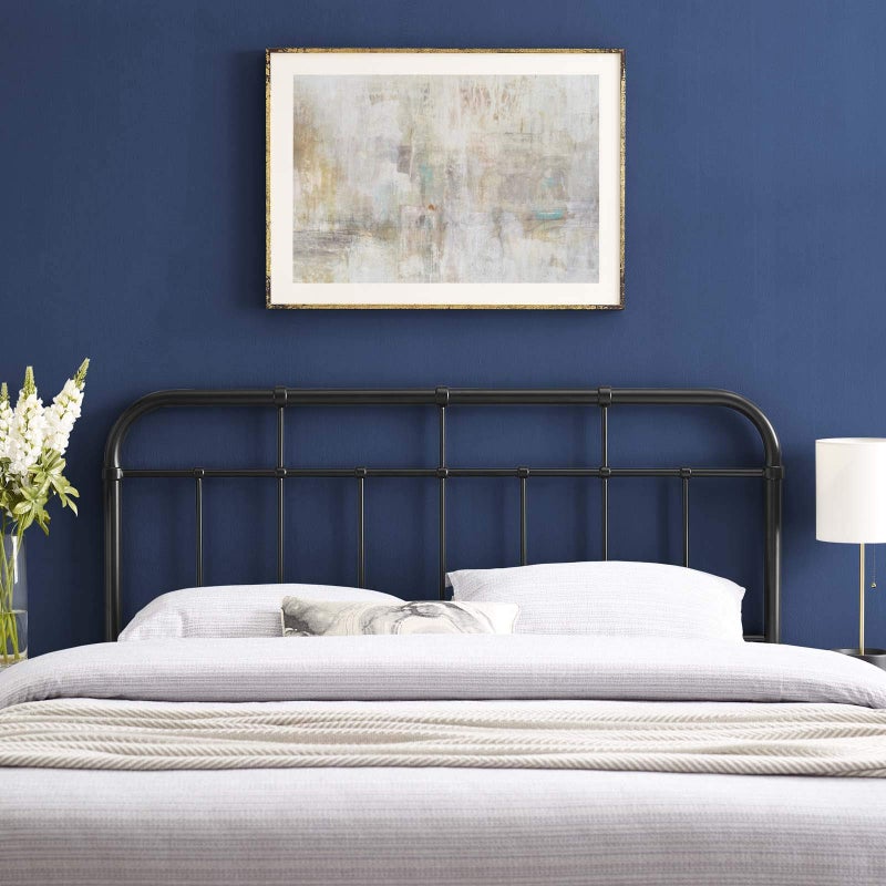 Modway Alessia Modern Farmhouse Metal Twin Headboard in Black